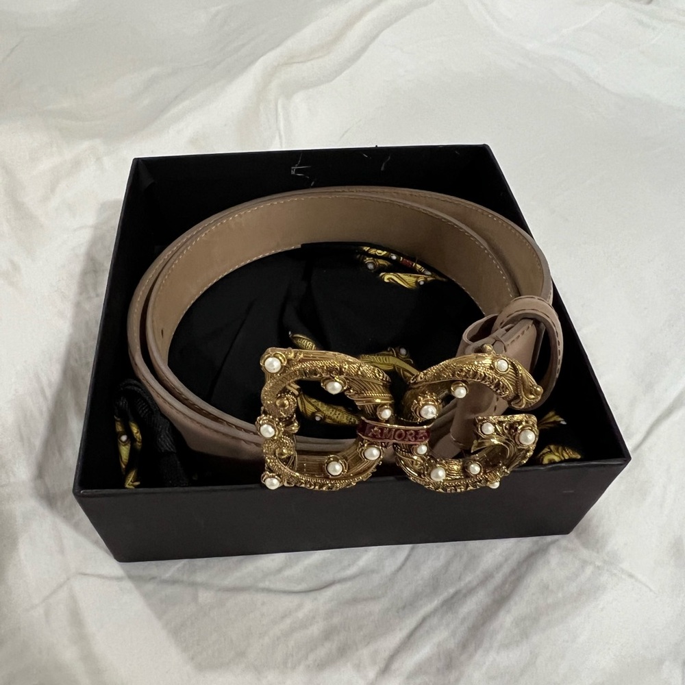 Dolce & Gabbana Gold and Tan Women's Belt